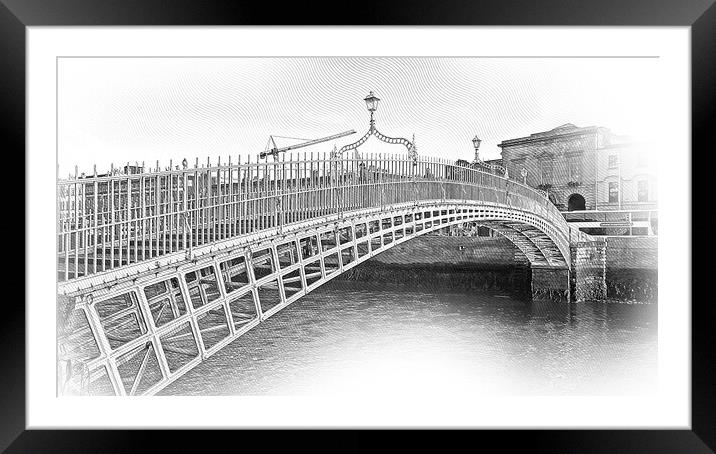 The Ha Penny Bridge or Half Penny Bridge in Dublin Framed Mounted Print by Erik Lattwein