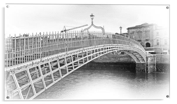 The Ha Penny Bridge or Half Penny Bridge in Dublin Acrylic by Erik Lattwein