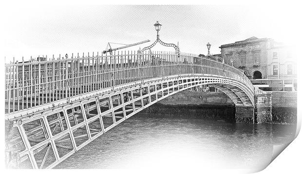 The Ha Penny Bridge or Half Penny Bridge in Dublin Print by Erik Lattwein
