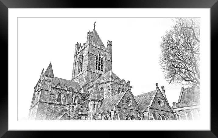Christchurch Cathedral Dublin - most famous church in the city Framed Mounted Print by Erik Lattwein