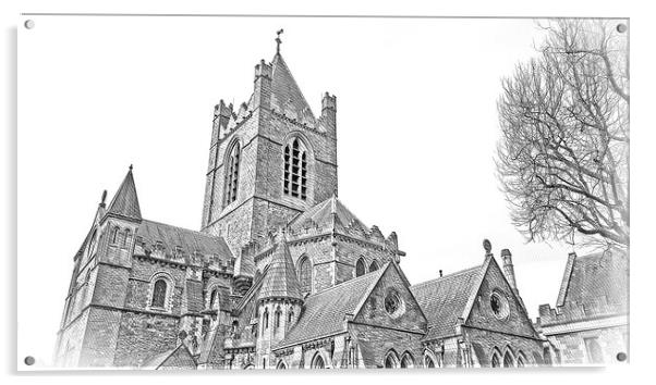 Christchurch Cathedral Dublin - most famous church in the city Acrylic by Erik Lattwein