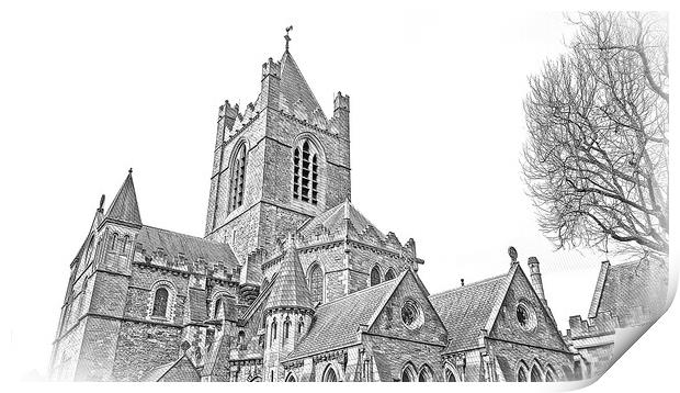 Christchurch Cathedral Dublin - most famous church in the city Print by Erik Lattwein