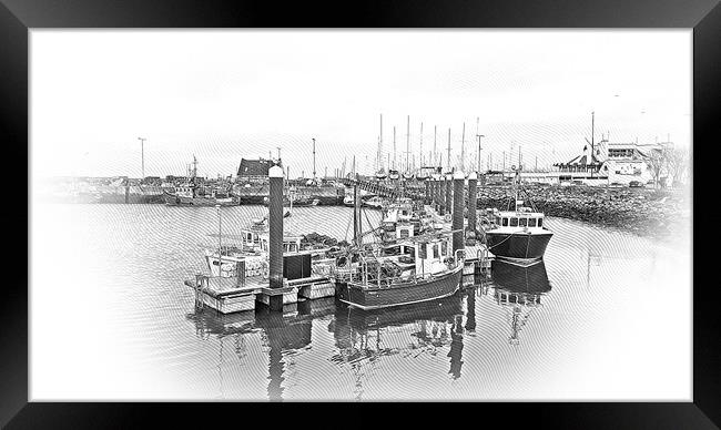 Small pier with fisher boats in Howth Framed Print by Erik Lattwein