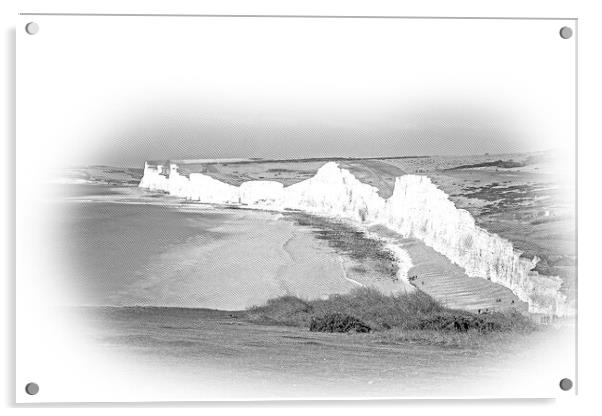 Famous Seven Sisters White Cliffs at the coast of Sussex England Acrylic by Erik Lattwein