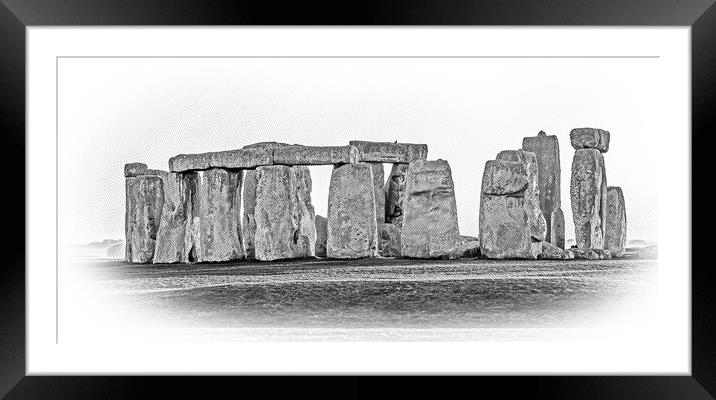 World famous rocks of Stonehenge in England Framed Mounted Print by Erik Lattwein
