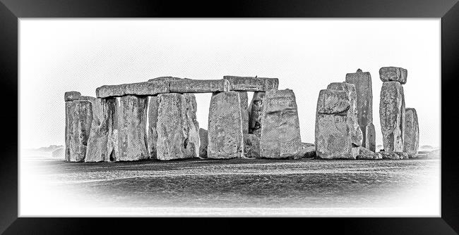 World famous rocks of Stonehenge in England Framed Print by Erik Lattwein