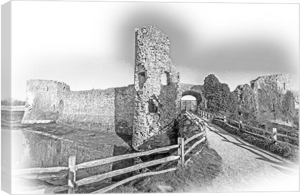 Pevensey Castle in Sussex ruins of medieval castle Canvas Print by Erik Lattwein