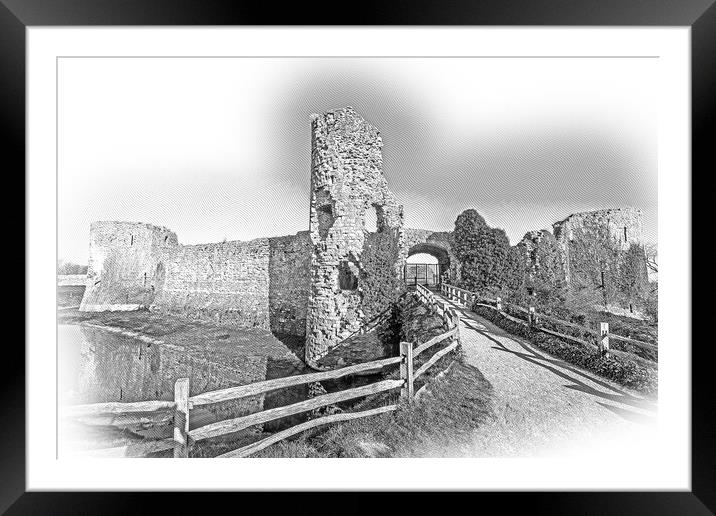 Pevensey Castle in Sussex ruins of medieval castle Framed Mounted Print by Erik Lattwein