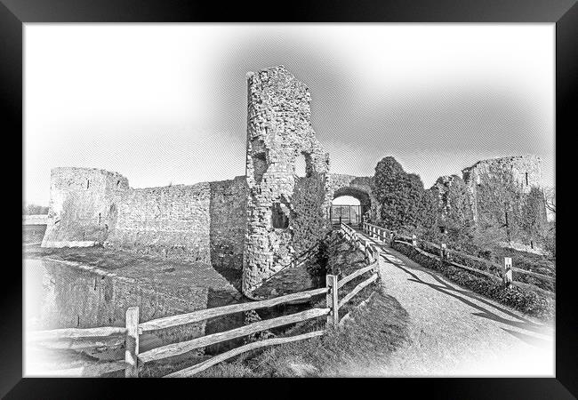 Pevensey Castle in Sussex ruins of medieval castle Framed Print by Erik Lattwein
