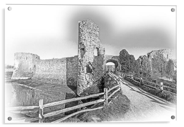 Pevensey Castle in Sussex ruins of medieval castle Acrylic by Erik Lattwein