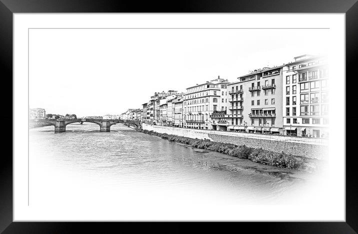River Arno in the city of Florence Framed Mounted Print by Erik Lattwein