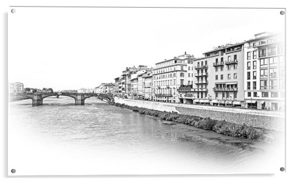River Arno in the city of Florence Acrylic by Erik Lattwein