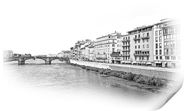 River Arno in the city of Florence Print by Erik Lattwein