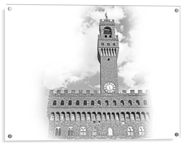 Famous Palazzo Vecchio in Florence - the Vecchio Palace in the h Acrylic by Erik Lattwein