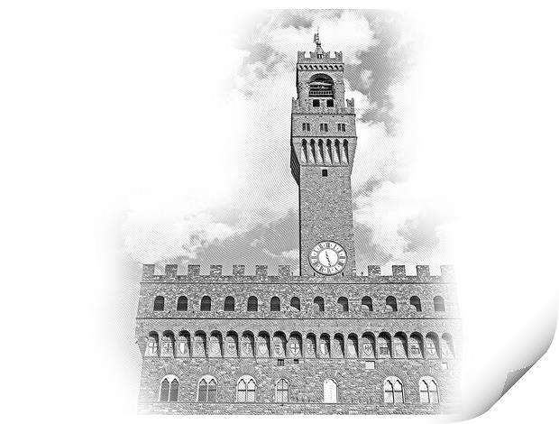 Famous Palazzo Vecchio in Florence - the Vecchio Palace in the h Print by Erik Lattwein
