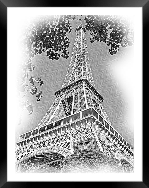 Famous Eiffel Tower in Paris on a sunny day Framed Mounted Print by Erik Lattwein