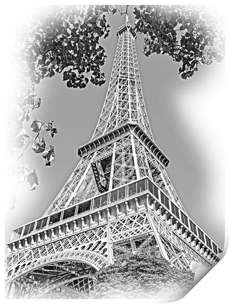 Famous Eiffel Tower in Paris on a sunny day Print by Erik Lattwein