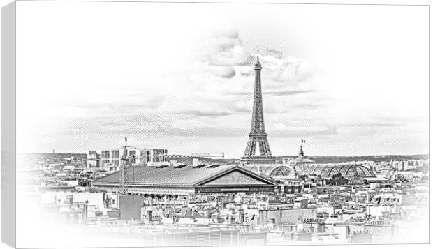 Aerial view over Paris with Eiffel Tower Canvas Print by Erik Lattwein