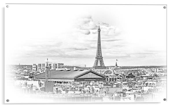 Aerial view over Paris with Eiffel Tower Acrylic by Erik Lattwein