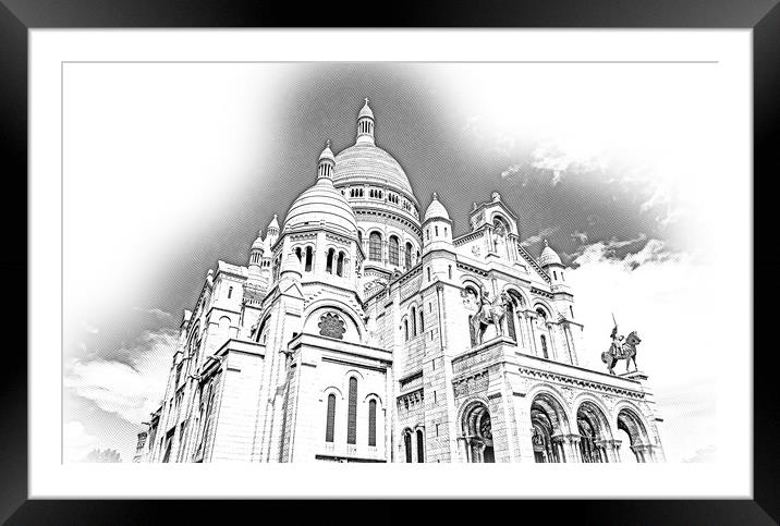 Famous Sacre Coeur Cathedral in Paris Framed Mounted Print by Erik Lattwein