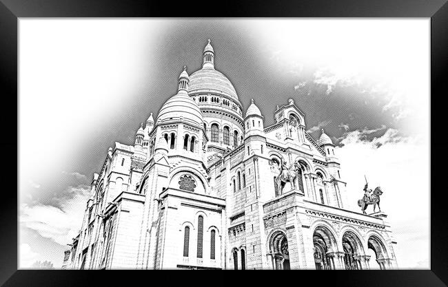 Famous Sacre Coeur Cathedral in Paris Framed Print by Erik Lattwein