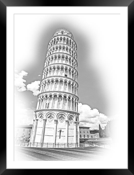 The famous tower of Pisa - important landmark in Tuscany Framed Mounted Print by Erik Lattwein