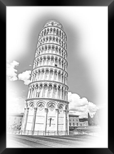 The famous tower of Pisa - important landmark in Tuscany Framed Print by Erik Lattwein
