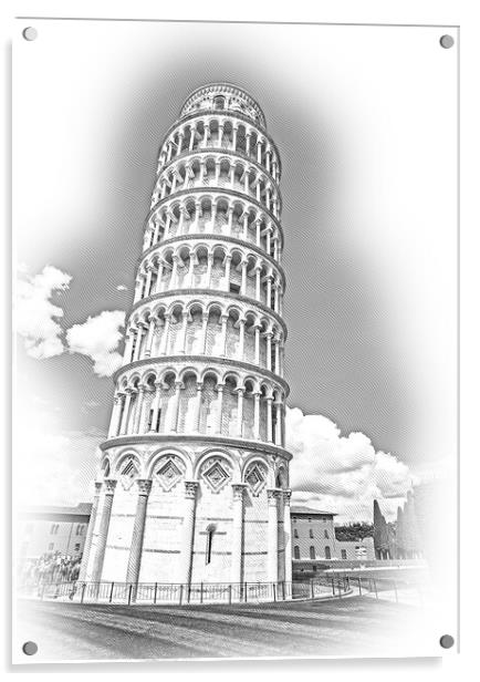The famous tower of Pisa - important landmark in Tuscany Acrylic by Erik Lattwein