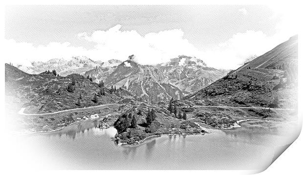 Mountain Lake Truebsee in Switzerland Print by Erik Lattwein