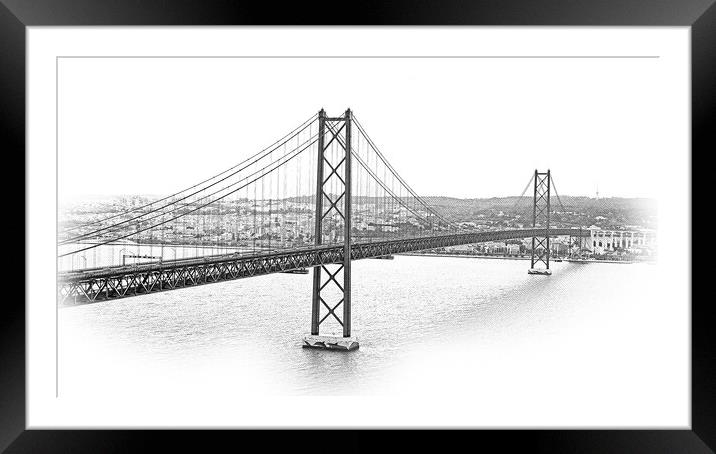 Most famous Bridge in Lisbon Bridge of 25th of April Framed Mounted Print by Erik Lattwein