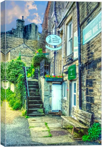 The Wrinkled Stocking Tearoom Holmfirth Canvas Print by Alison Chambers