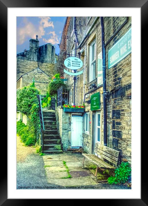 The Wrinkled Stocking Tearoom Holmfirth Framed Mounted Print by Alison Chambers