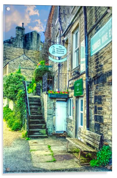 The Wrinkled Stocking Tearoom Holmfirth Acrylic by Alison Chambers