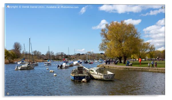 Boats on the River Stour (panoramic) #3 Acrylic by Derek Daniel