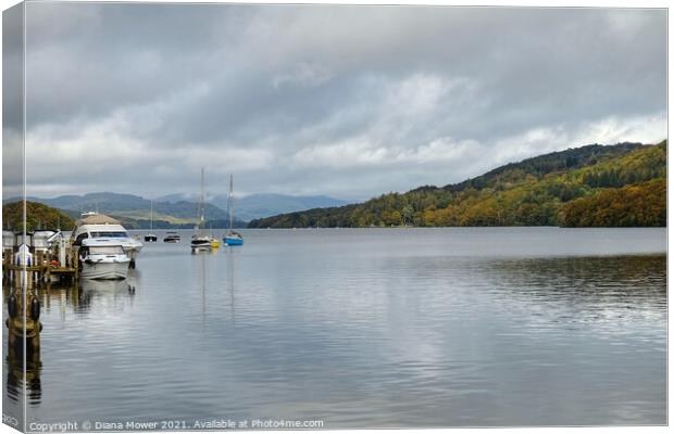 Lake Windermere Lakeside View Canvas Print by Diana Mower