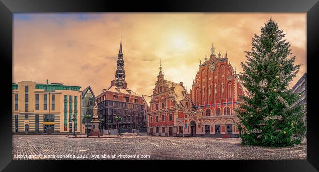 Town Hall square with House of the Blackheads and  Framed Print by Maria Vonotna