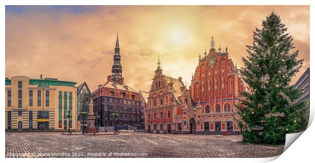 Town Hall square with House of the Blackheads and  Print by Maria Vonotna