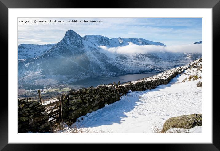 Tryfan and Ogwen Valley in Winter Snowdonia Framed Mounted Print by Pearl Bucknall