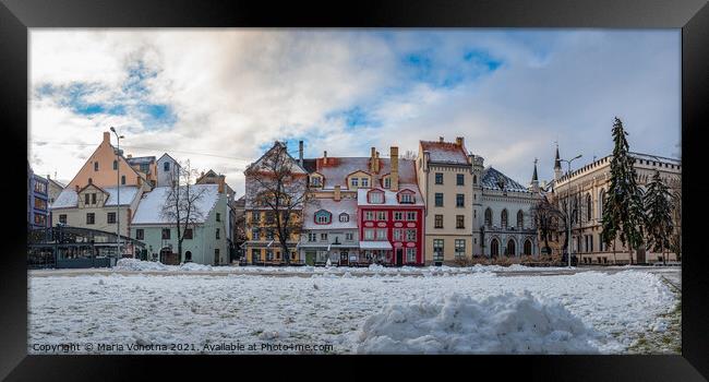 Panoramic view of Riga city center in winter Framed Print by Maria Vonotna