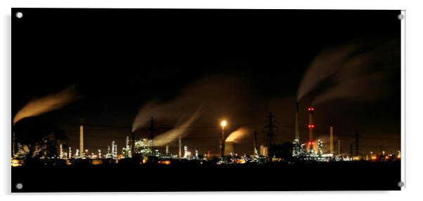 OIL REFINERY AND SMOKE ILLUMINATIONS Acrylic by SIMON STAPLEY