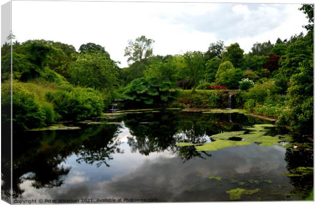 Pool in the gardens at Hodnet Hall, Hodnet, Shrops Canvas Print by Peter Wiseman