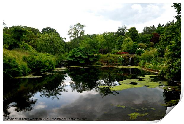 Pool in the gardens at Hodnet Hall, Hodnet, Shrops Print by Peter Wiseman