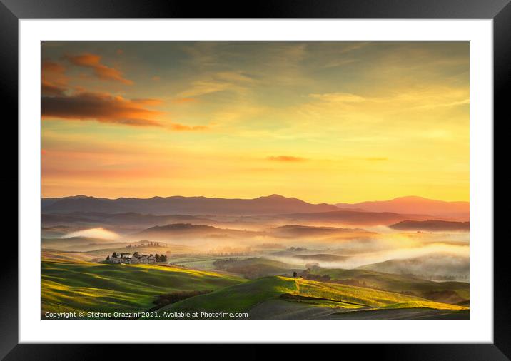 Volterra foggy landscape. Tuscany Framed Mounted Print by Stefano Orazzini