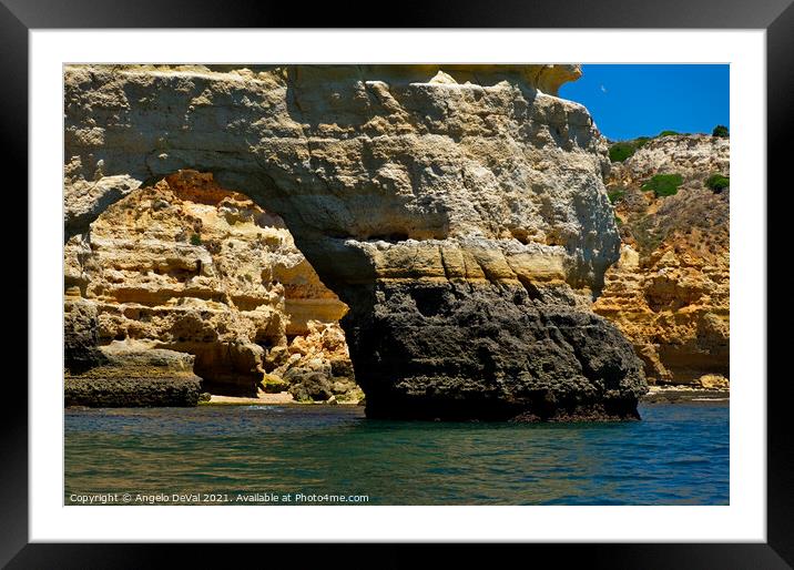 Arch of Marinha Beach and Cliffs Framed Mounted Print by Angelo DeVal