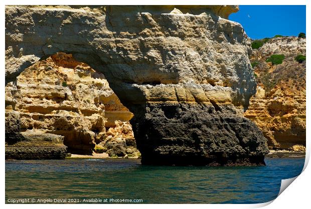 Arch of Marinha Beach and Cliffs Print by Angelo DeVal