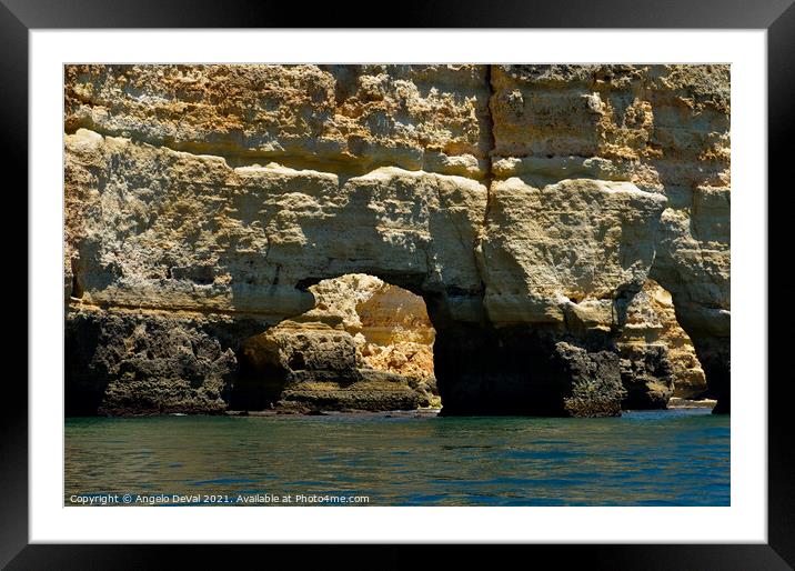 Arches of Marinha Beach and Cliffs Framed Mounted Print by Angelo DeVal