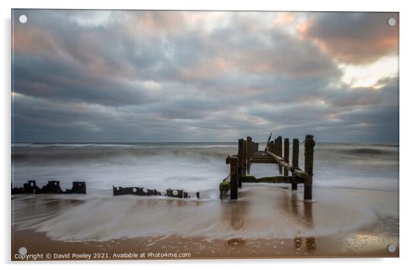 Dawn on Happisburgh Beach Norfolk Acrylic by David Powley