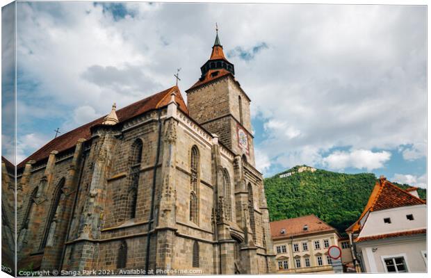 Black Church and Tampa mountain in Brasov Canvas Print by Sanga Park