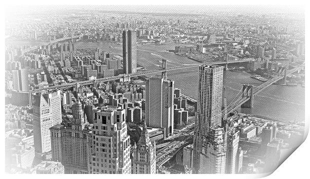 Wide angle aerial view over Manhattan New York Print by Erik Lattwein