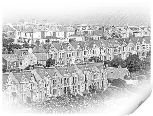 The houses of St Ives in Cornwall England Print by Erik Lattwein